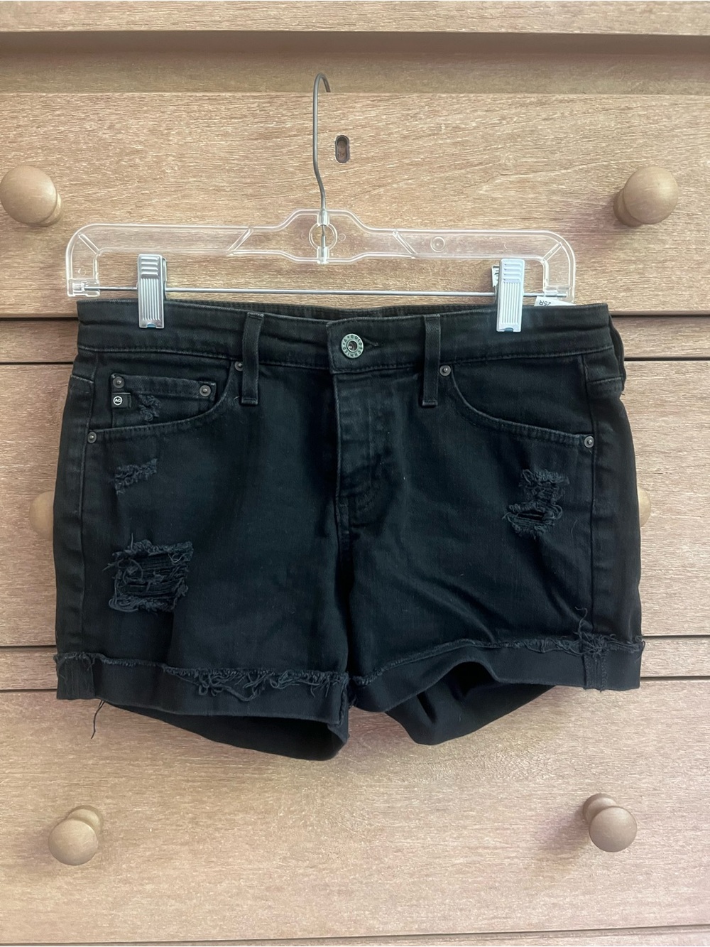 AG Adriano Goldschmied Black Hailer Ex Boyfriend Rolled Cuff Denim Shorts. 27 - Picture 3 of 7